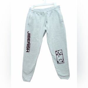 Jiberish Denver Colorado Sweatpants Light Heather Grey Maroon Size M Ski Snow